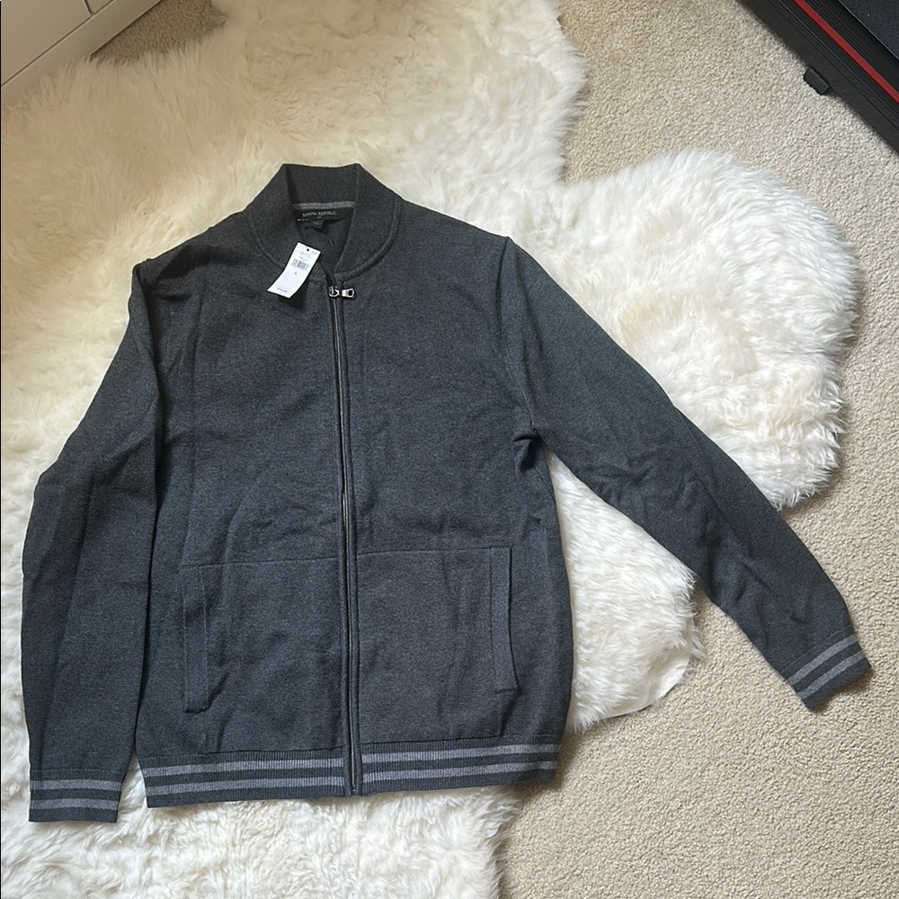 J. Crew Gray Zip Up Sweater with Ribbed Cuffs